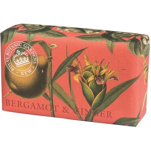 The English Soap Company Royal Botanical Gardens Kew Wrapped Soap Bar, Bergamot and Ginger Scent 240g