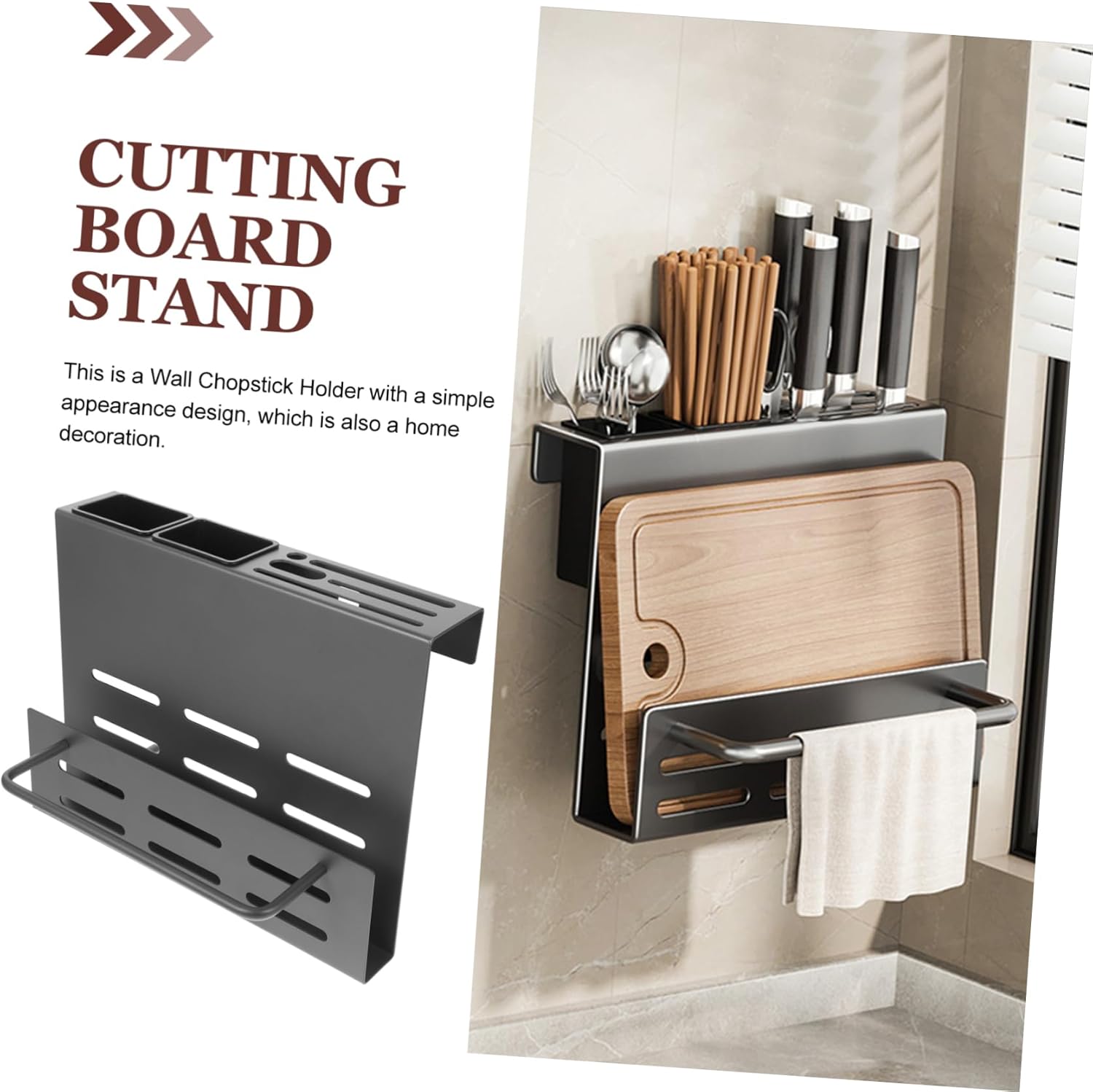 Ciieeo Multi Function Kitchen Utensil Holder Wall Mounted Organizer for Cutting Board Chopsticks and Knives Design for Clean and Stylish Kitchen