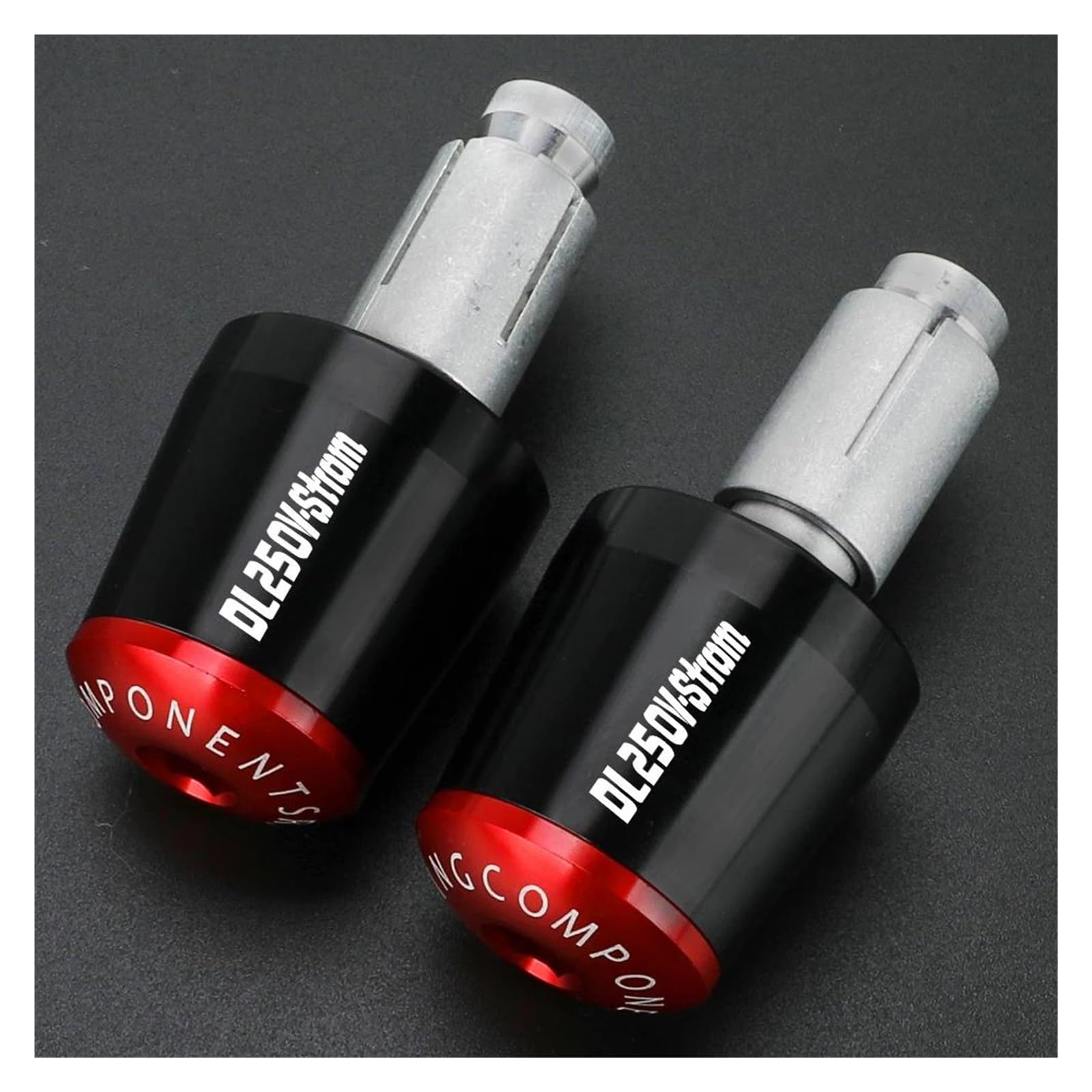 Embouts de guidon moto pour Suzuki DL250 V-Strom anti-vibration noir et rouge