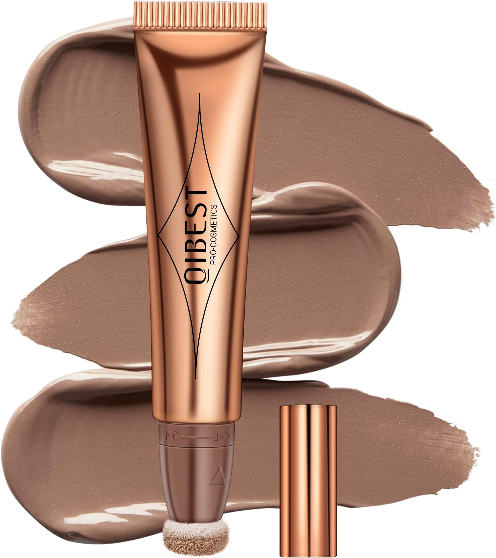 MysenseLiquid Contour Beauty Wand,Gel Cream Bronzer Stick,Blendable Matte Finish Shades Pencil,Long Lasting Smooth Moisturize Gliding Face Makeup,With A Sponge Tip,#01