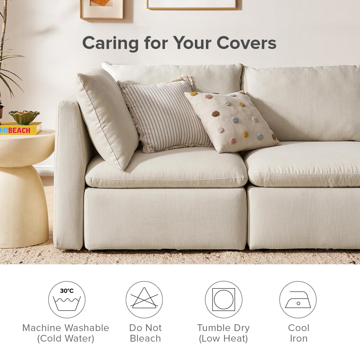 mopio Macy Washable Slipcover Only (Oat, 5 Seats, L)
