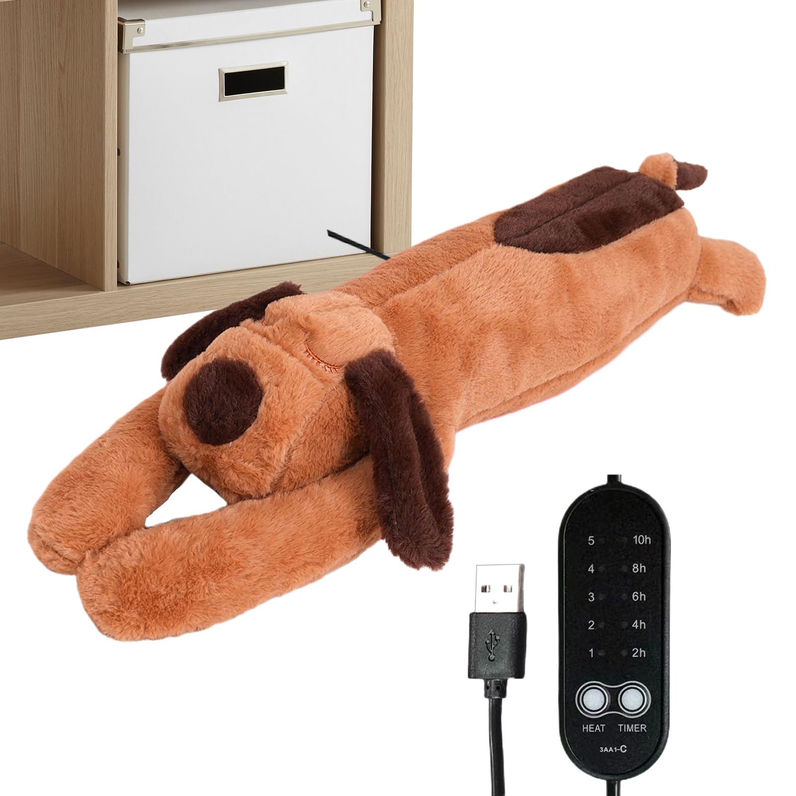 Cuscinetto Riscaldante Peluche Animale Elettrico USB Temperatura Regolabile | Peluche Cane Termico Per Bambini, Adulti, Ragazzi, Collo, Schiena, Spalle, Pancia