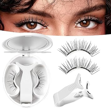 Magnetic Eyelashes, with Applicator and Setting Lotion, Upgrade Eyelashes Reusable Soft Natural Look No Glue Easy to Wear and Remove Natural