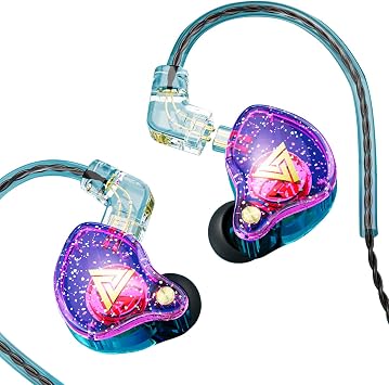 KASOTT QKZ AK6 PRO in Ear Headphones IEM Earphones, KZ Wired in Ear Monitor, HiFi Gaming Earbuds, 3.5mm L Type Gold Plated pin Detachable Cable Purple