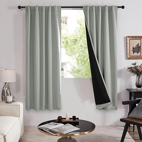 Deconovo Cortinas opacas para patiodormitorio, aislamiento térmico, ahorro de energía e insonorización, para habitación del bebé (gris, juego de 2,