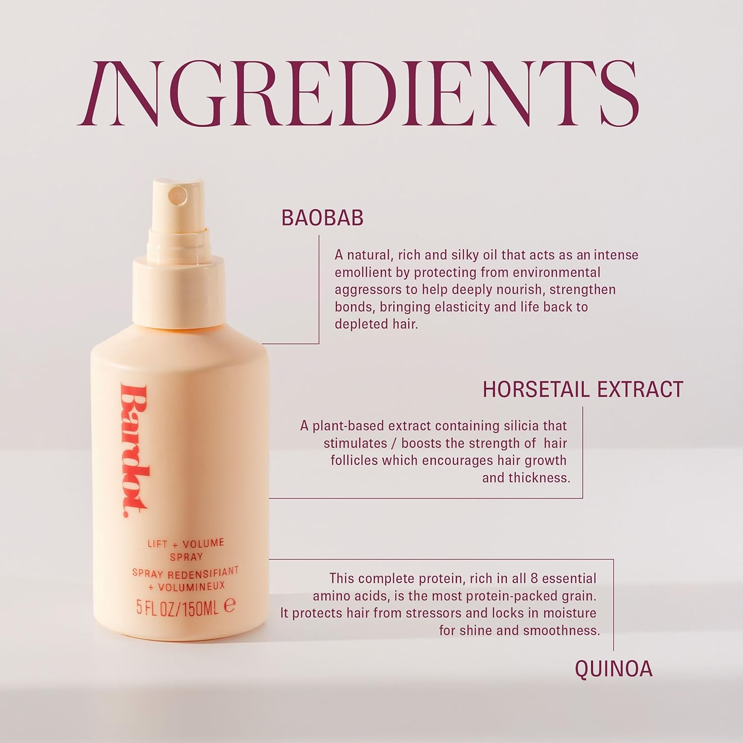 Bardot. Lift + Volume Spray - Pumps Up Roots, Adds Texture, and Extends the Life of a Blow Dry - Create the Perfect Bardot Tousled Hair - 5 fl oz / 150 ml
