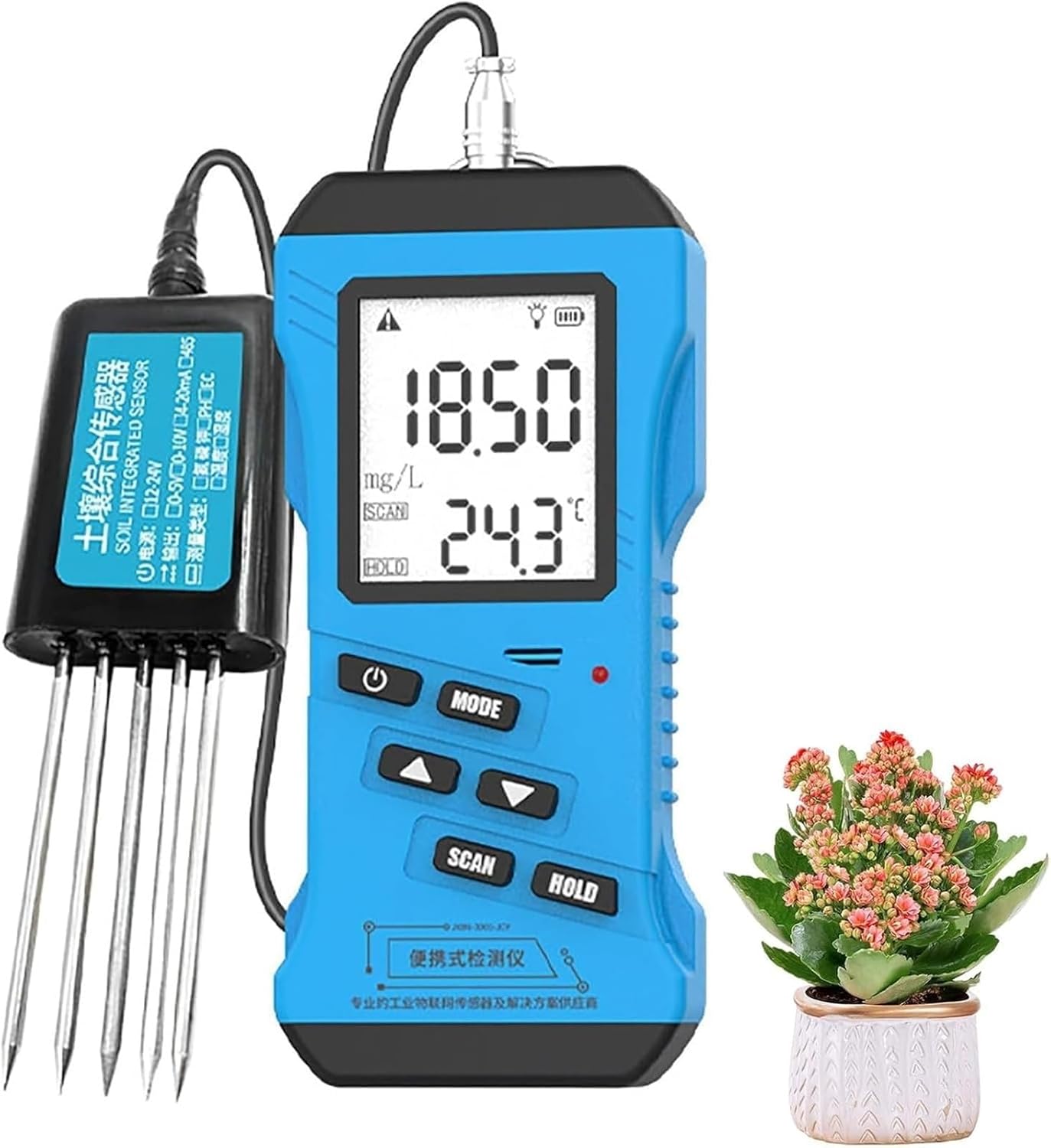 7 in 1 Soil Tester with LCD Display, Nitrogen Phosphorus Potassium NPK Tester, PH, Moisture, Nutrient Conductivity, Ec Meter, Garden Soil Test Kit for Lawn, Farm, Indoor/Outdoor Plants.