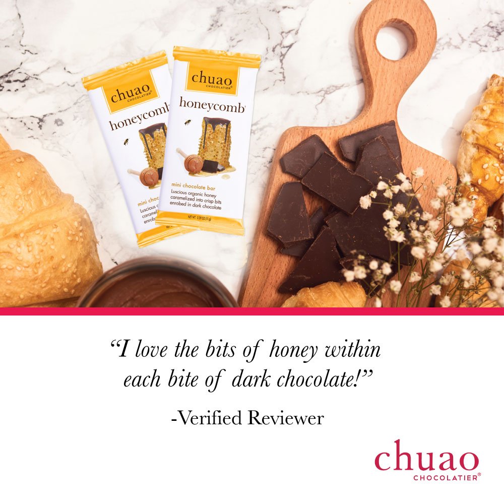 Chuao Chocolatier Honeycomb Dark Chocolate Mini Bars | Gourmet Honey No Preservatives | For Gift Baskets, Gifts for Women, Men, Thank You, Care Package | 24 Pack