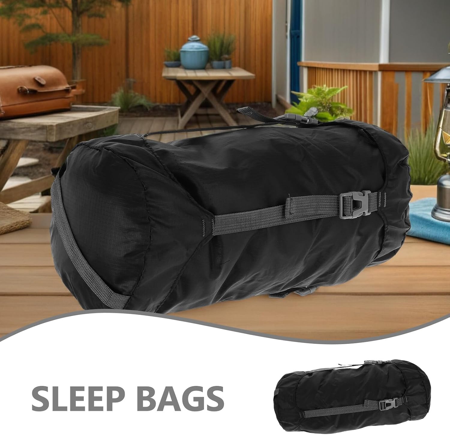 Compression Stuff Sack and Compression Sack Lightweight Waterproof Storage Bag for Camping Hiking Backpacking Outdoor Gear Medium Size Black
