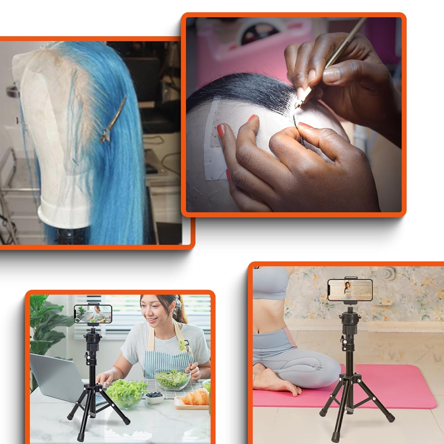 Wig Stand, 22 Inch Brown Wig Head Stand With Mannequin Head, Wig Stand Tripod With Head, Wig Head Stand for Wigs Styling Making Displaying, Wig Mannequin Head with Stand Set(22 inch, Brown)