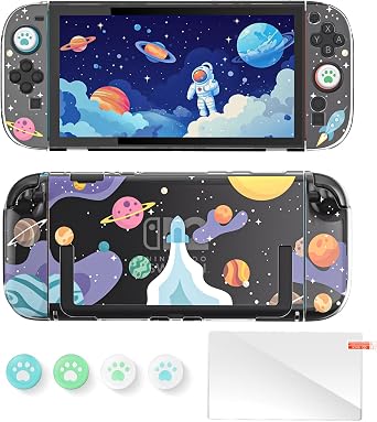 NANANINO Switch 2 Case, Clear | Hard Shell Protective, Galaxy Pattern, Anti-Scratch Shock-Absorbing, Full Coverage