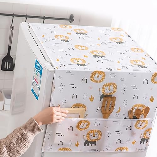 Miniatura 4 de Fundas para lavadora y secadora para la parte superior, cubierta superior de lavadora, linda funda a prueba de polvo para refrigerador de león, con