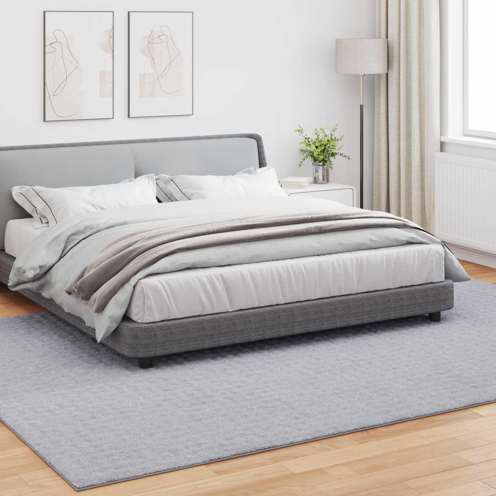SIROLO Bereichsteppich Grau 280x200 cm - Weicher Wohnzimmerteppich Rechtwinklig aus Polyester - Rutschfester und Waschbarer Teppich für Innenbereich und Fussbodenheizung