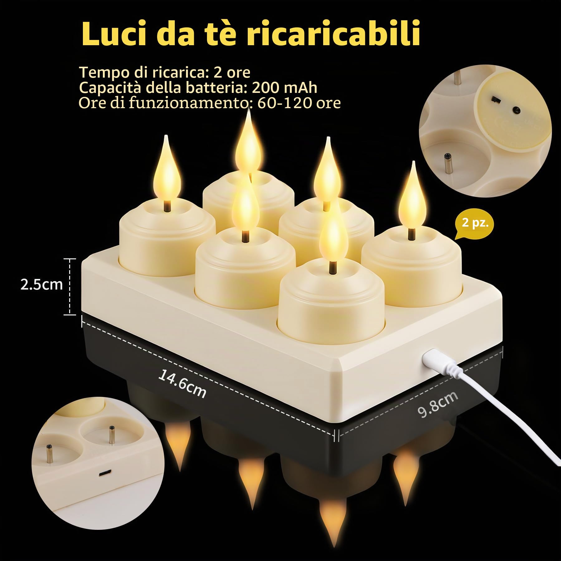 Broyal 12 Pezzi Candele LED Ricaricabili Tea Light con Telecomando,Candele a Led Piccole,Candele Senza Fiamma Per Halloween Natale Decorazioni Casa