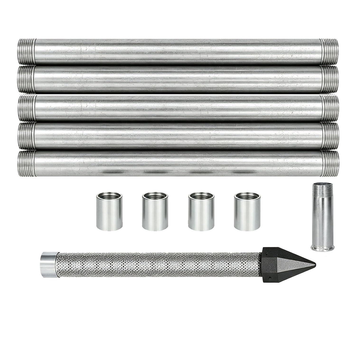 Kit Filtro antióxido, Tubos roscados para pozos Exteriores BasicKit | Kit pozo filtro inoxidable 1-1/4", tuberías galvanizadas para pozos superficiales privados