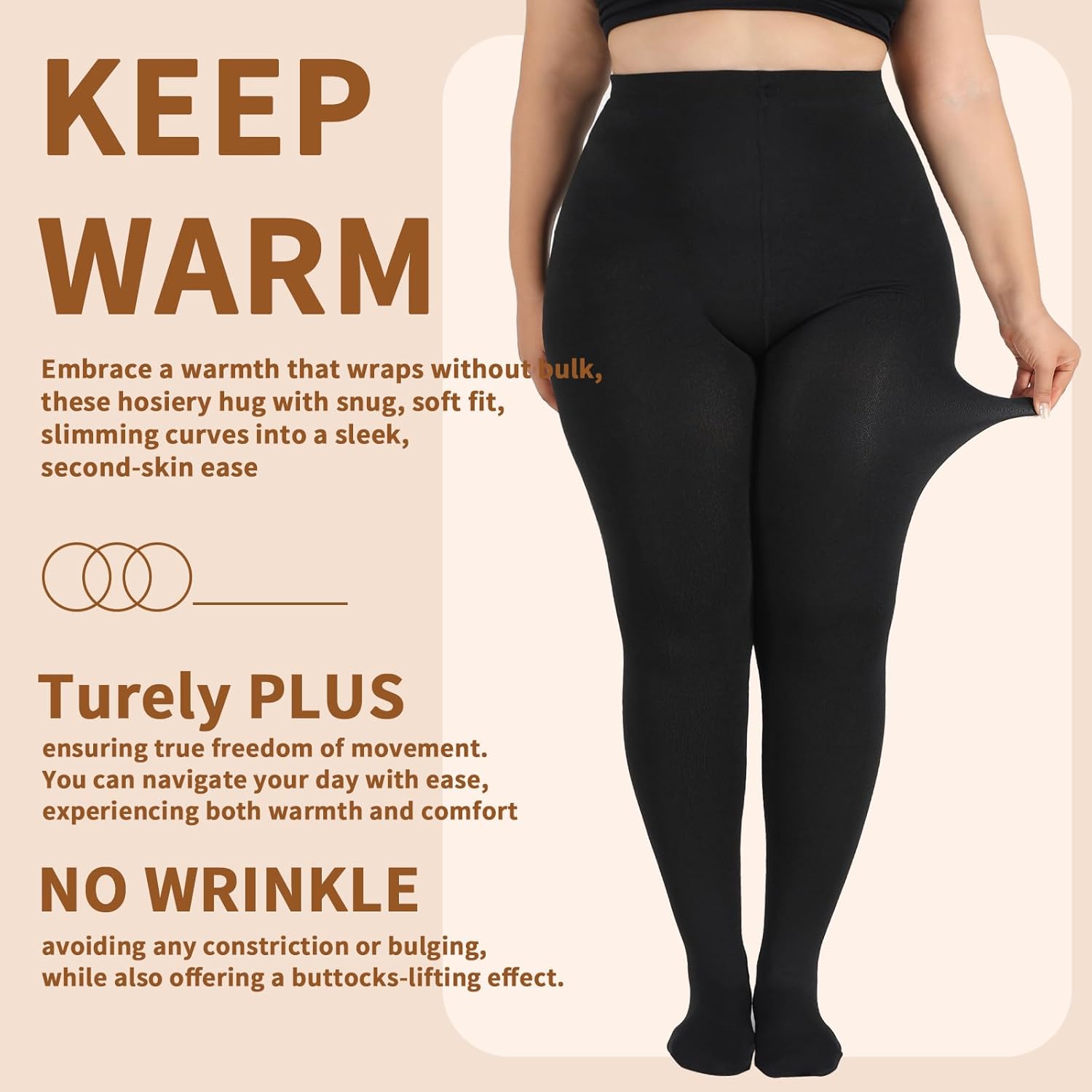 DancMolly Plus Size Fleece Lined Tights Winter Warm Womens Tights, High Waisted Opaque Pantyhose - Image 4