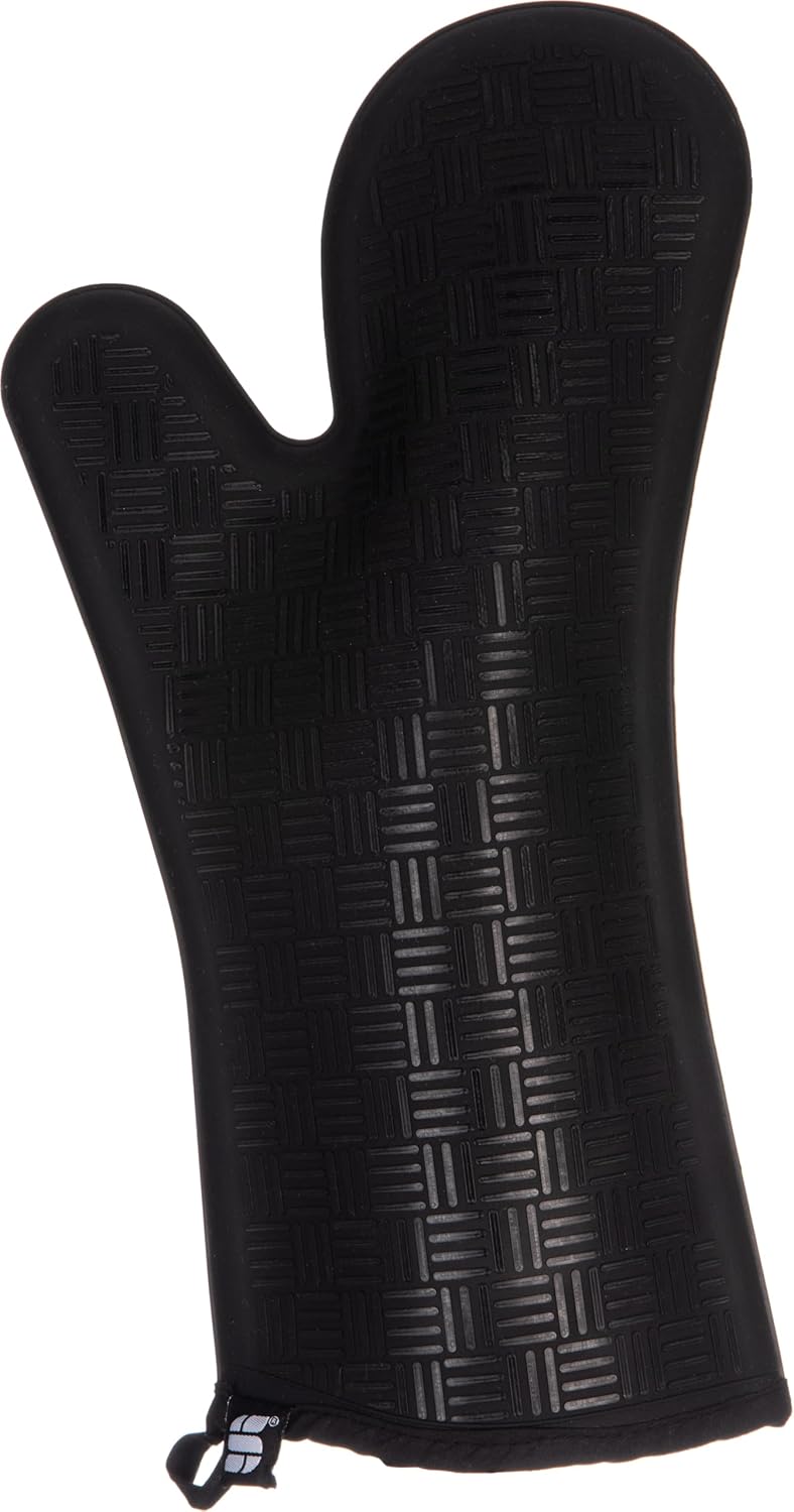 San Jamar Flexguard Oven Mitt with Integrated Magnet, Silicone, 15 Inches, Black