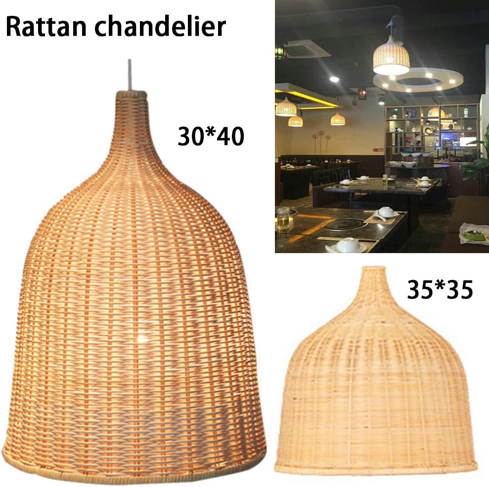 LIGHTS FACTORY Modern Natural Woven Bamboo Rattan Design Ceiling Pendant Light Shade,Woodcolor,30 * 40cm