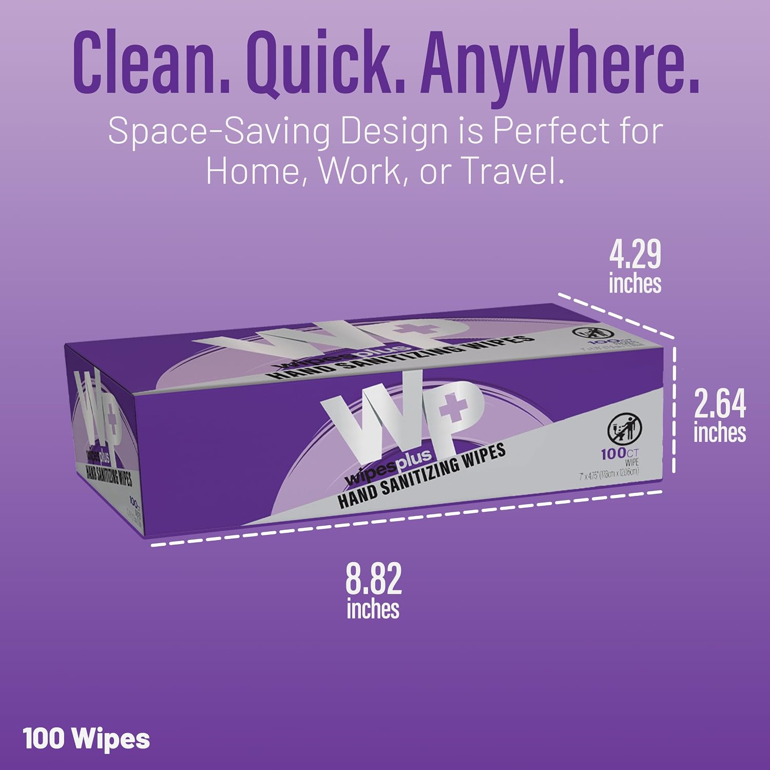 WIPESPLUS Hand Sanitzing Wipes Alcohol Wipes with Individual Sachets for Home and Business, 100 Count