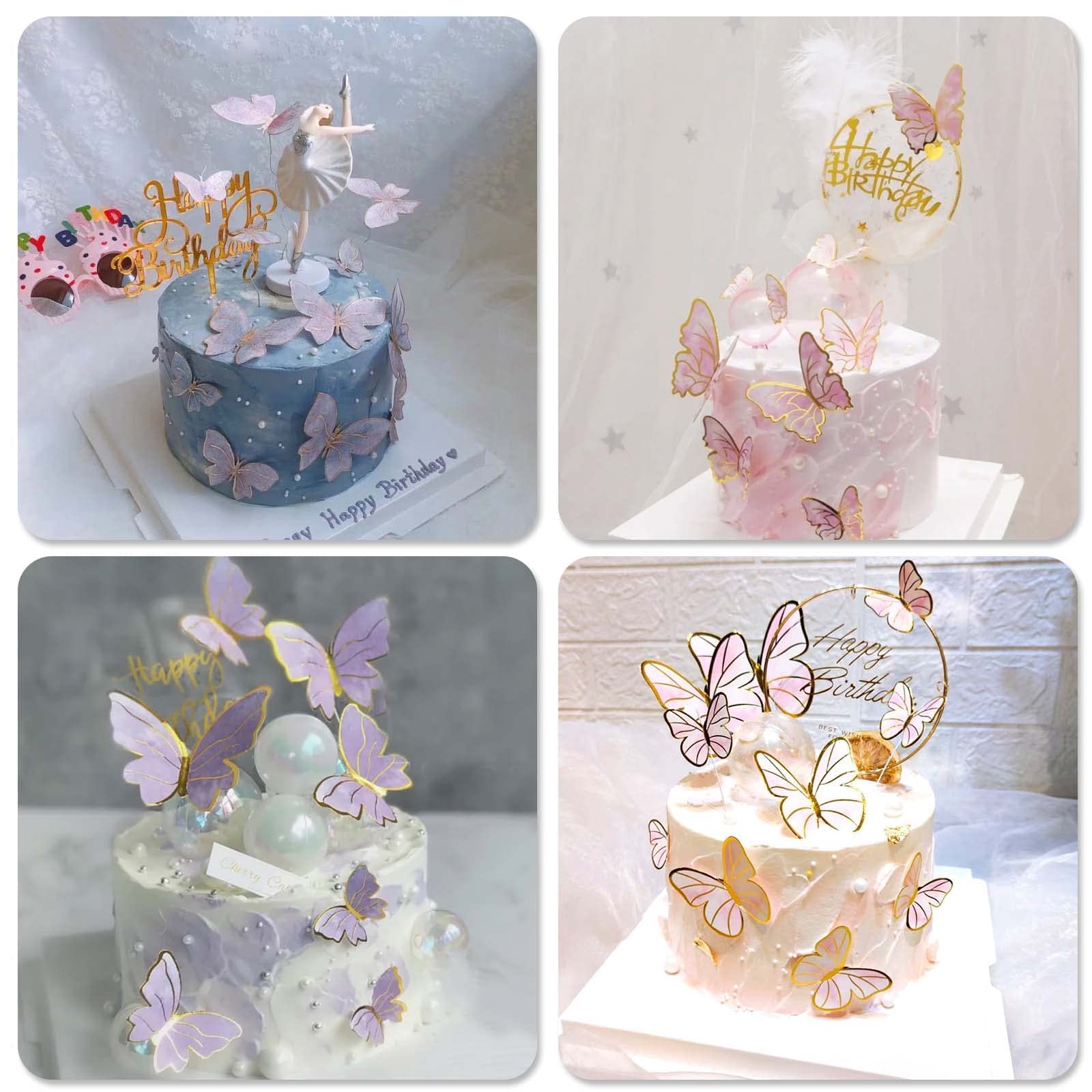 21 Pièces Décoration De Gâteau Anniversaire Design Papillon
