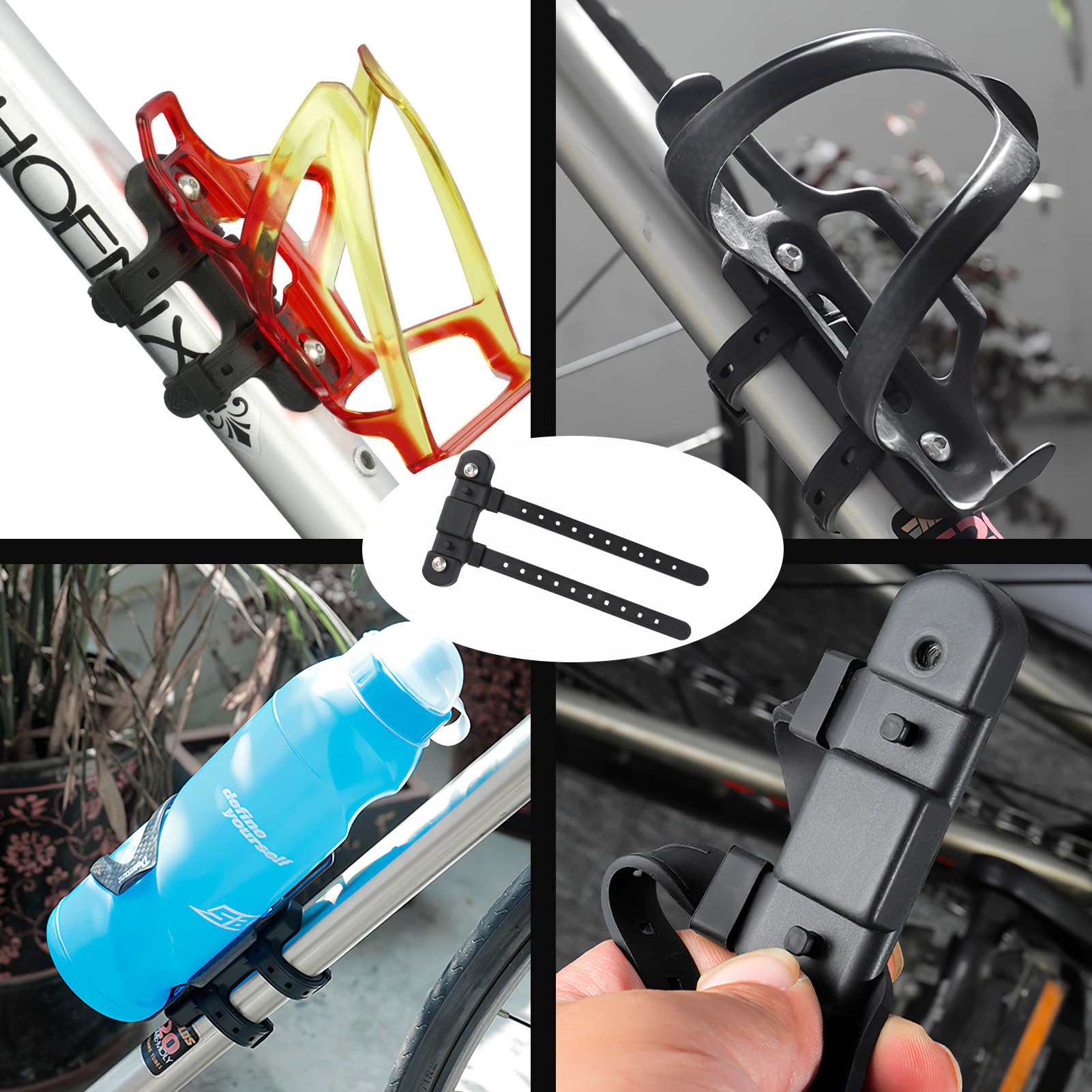 Support Adaptateur Universel Pour Porte-bidon Vélo - Sangle Réglable Antidérapante, Installation Sans Vis