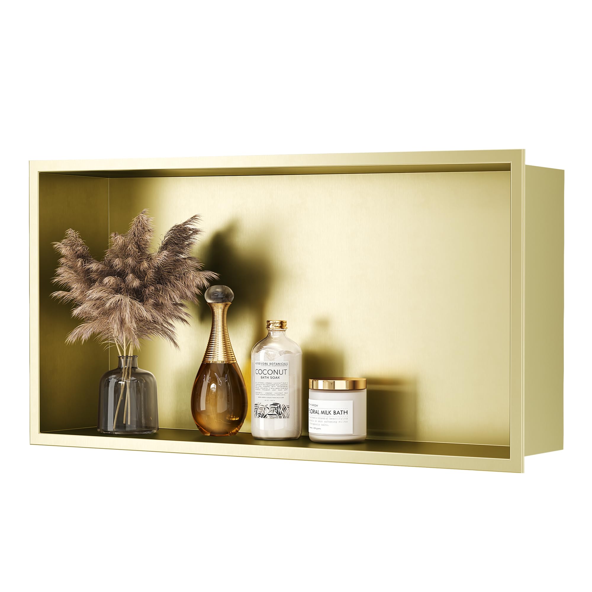 Neodrain Niche murale pour douche 60 x 30 cm en acier inoxydable 304 - Niche de douche dorée - Niche intégrée de stockage pour rénovation de salle de bain