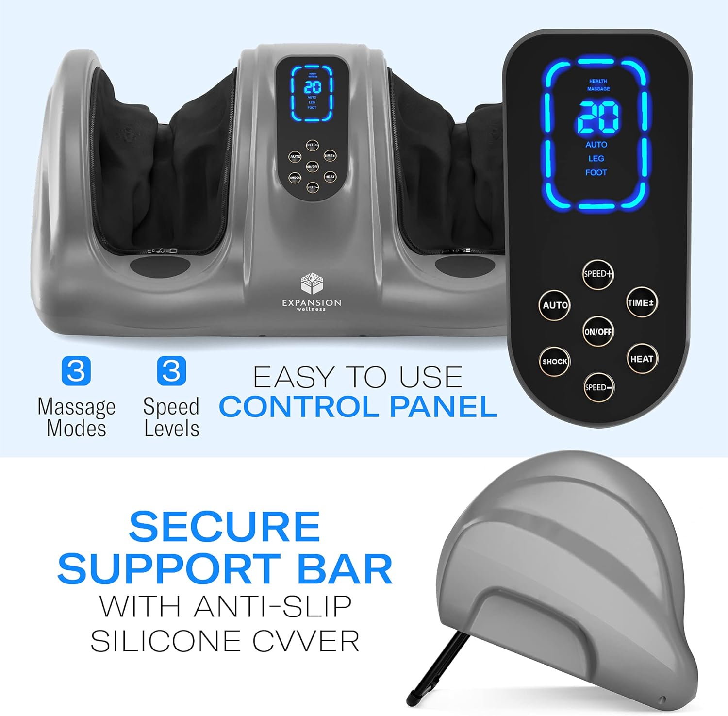 Close-up of the control panel on the foot massager