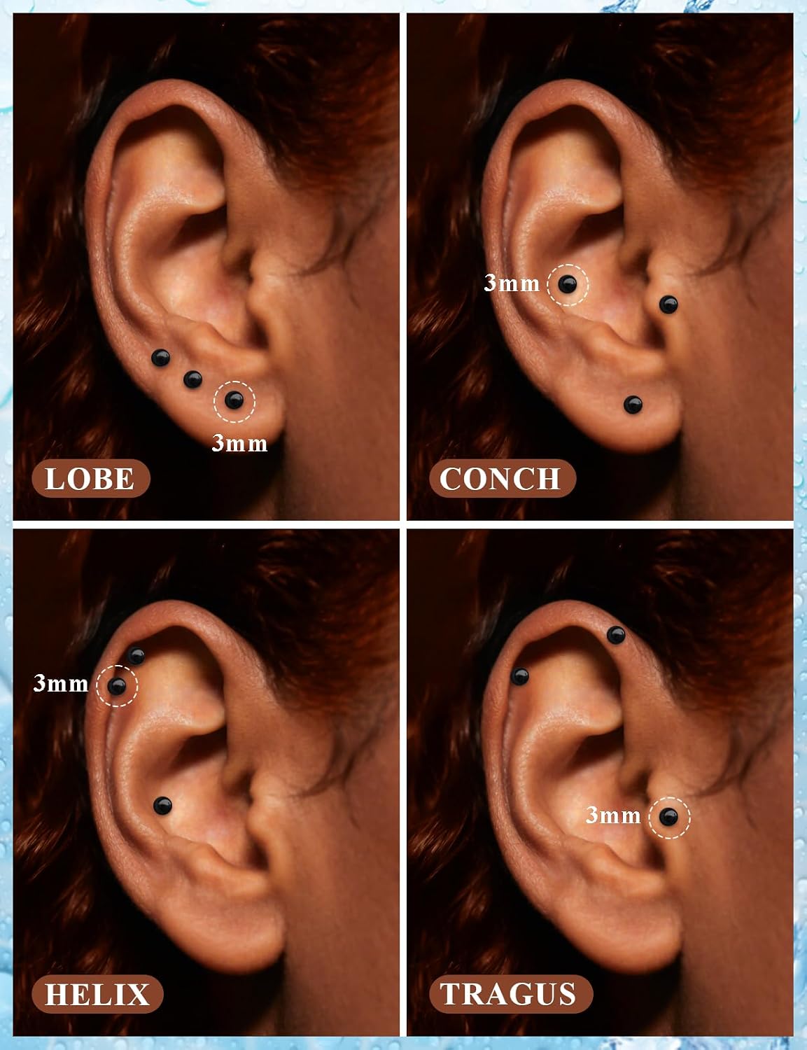16G 20G Flat Back Earrings Nose Studs Surgical Steel Medusa Labret Snake Bite Monroe Lip Ring Piercing Jewelry Tragus Forward Helix Conch Cartilage Lobe Earring Piercing Jewelry for Women Men