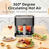 APSARAS USA Air Fryer Glass, 5.2QT Convection Oven Glass Air Fryer Non Toxic, Transparent Fry Bowl | Cook Shrimp, Steak, Fries, Wings, Chicken & More | Precise Temperature Control & Time — image 5