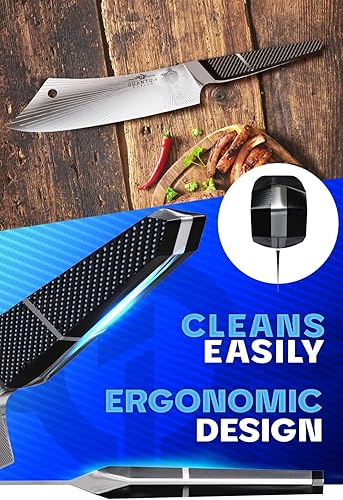 Miniatura 6 de Dalstrong Chef & Cleaver - Cuchillo híbrido de 8 pulgadas, 'The Crixus', serie Quantum 1, forjado americano BD1N-VX Hyper Steel, mango híbrido de