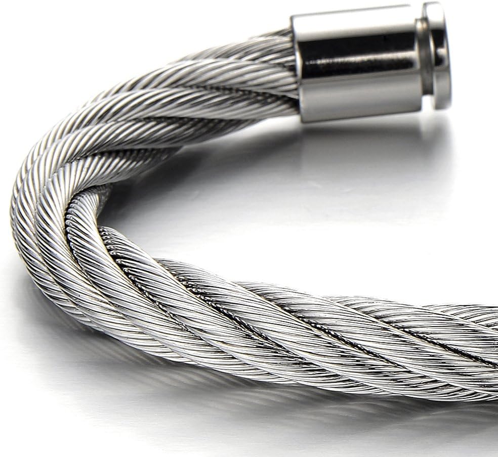 Large Elastic Adjustable Steel Cuff Bangle Bracelet for Men Women - Image 4