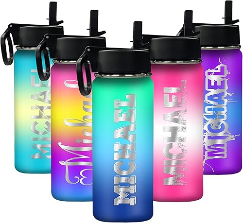 Miniatura 7 de Botellas de agua personalizadas para niñas, lindos ajolotles, botella de agua deportiva de acero inoxidable personalizada con nombre, taza de viaje