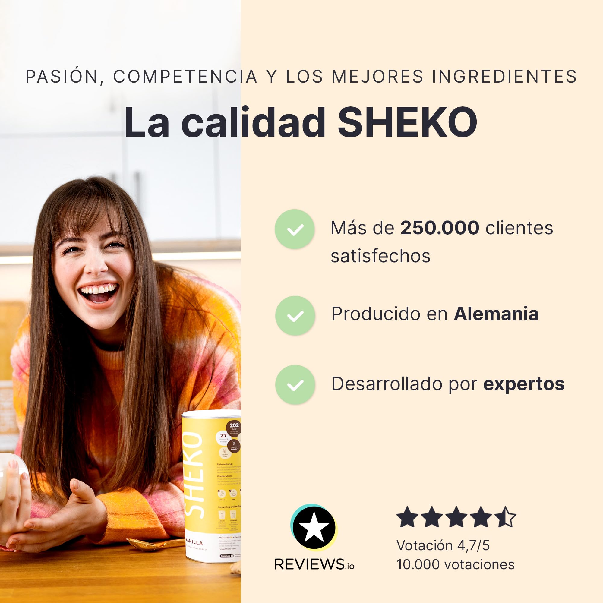 SHEKO Batido Sustitutivo | Stracciatella | Adelgazar y Control de Peso | 21 Raciones | Rico en Proteína y Saciante (378 g) | Bajo en Carbohidratos| Preparación Rápida, Saludable y Sin Grumos