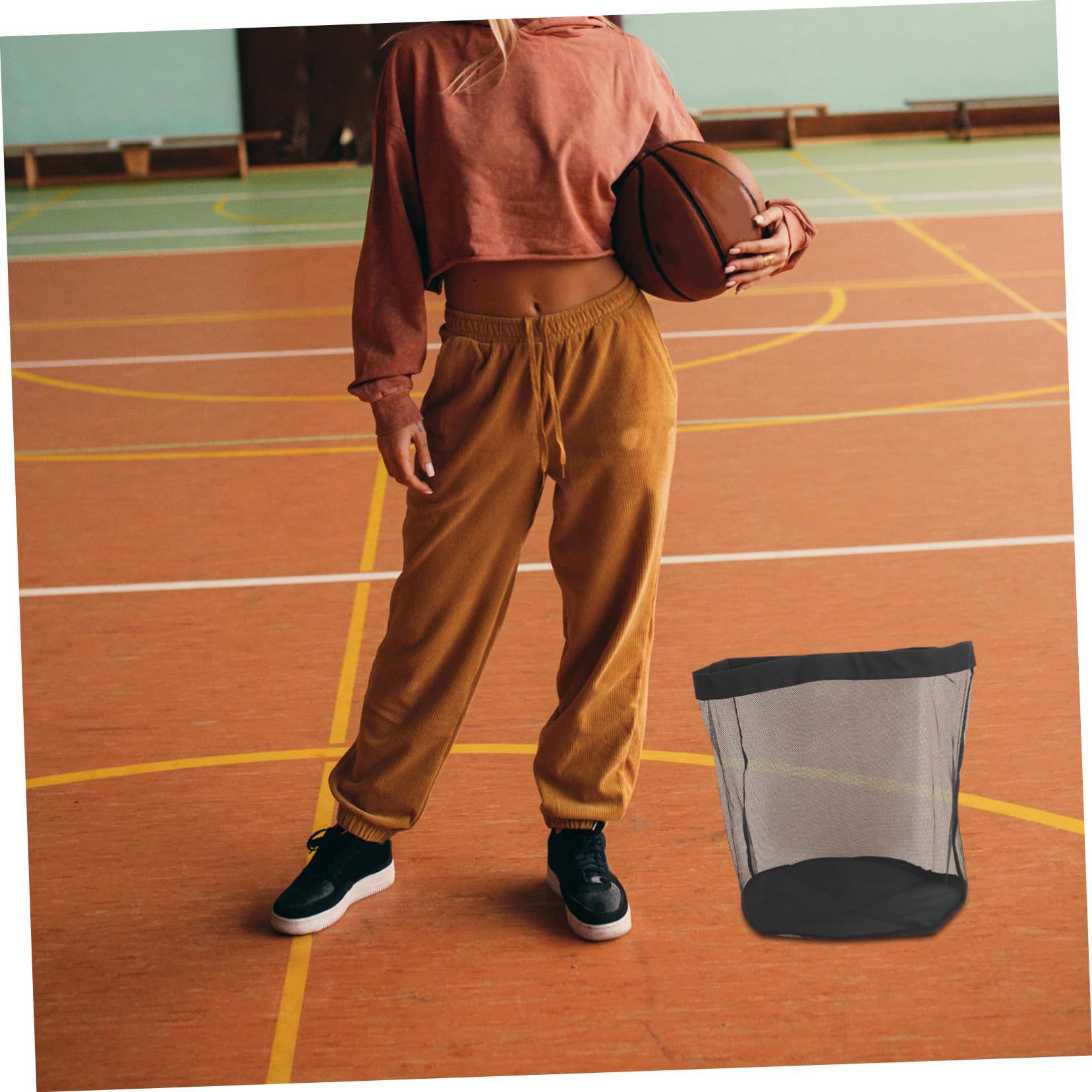 Bolsa de Malla Deportiva con Cierre de Cordón Gran Capacidad para Balones de Fútbol y Baloncesto Diseño Transpirable y Duradero para Gimnasio y Actividades