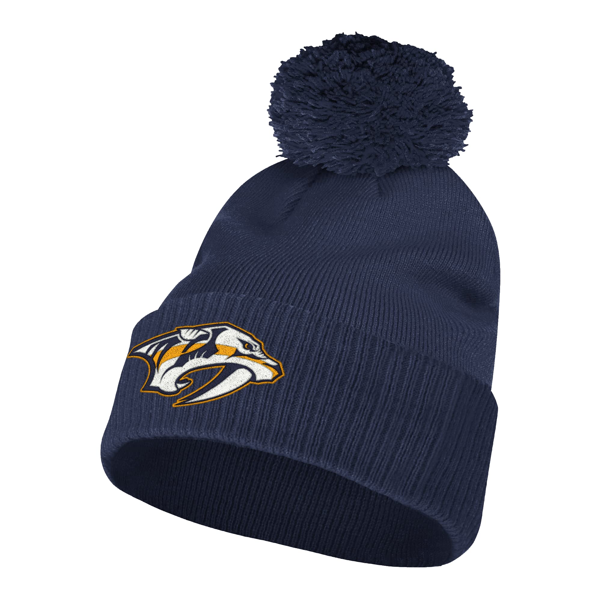 Adidas Men's Nashville Predators Dark Blue Nhl Cuffed Pom Hat - Nhl Teams, One Size