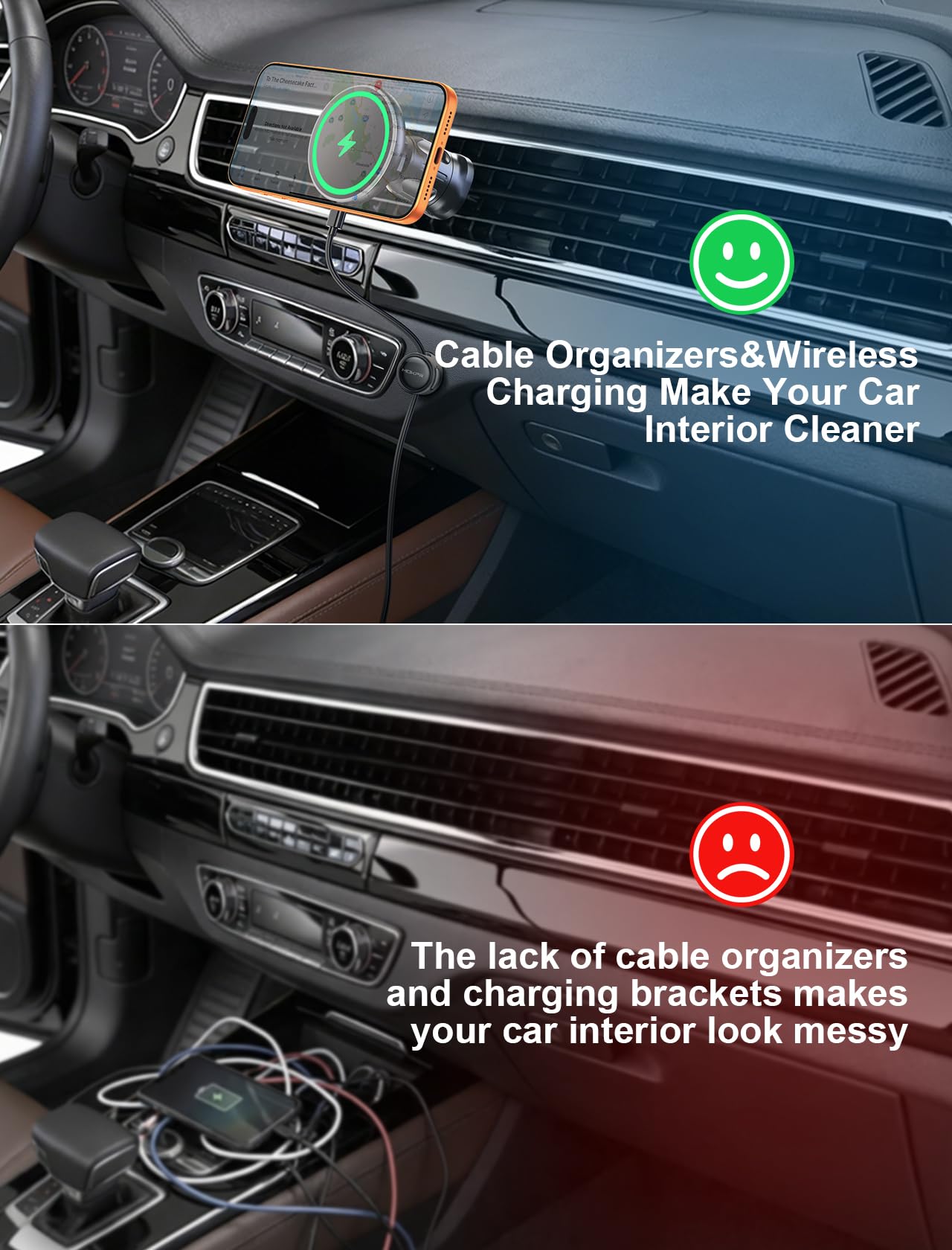 MOKPR for Magsafe Car Mount Charger, 15W for Magsafe Car Charger Charger Magnetic Car Phone Holder for Dashboard & Vent for iPhone 17 16 15 14 13 12 Series&MagSafe Case (Dark Black) - 5