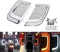 Vista 8 de HDBUBALUS Protector de motor para parrillas, carenado de pierna, luz LED de señal de giro compatible con Harley Touring Street Glide Road Glide