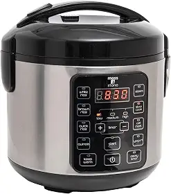 Moss & Stone - Panela de arroz elétrica digital pequena, 4-8 xícaras, 10 configurações predefinidas, vaporizador de arroz marrom e branco, panela lenta com vaporizador para legumes, panela