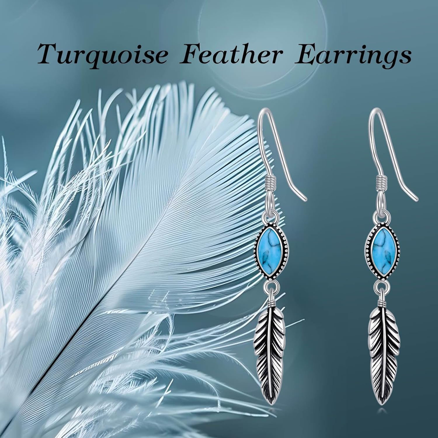 Feather Earrings for Women 925 Sterling Silver Western Boho Drop Dangle Earrings Vintage Feather Jewelry Gifts - Image 3