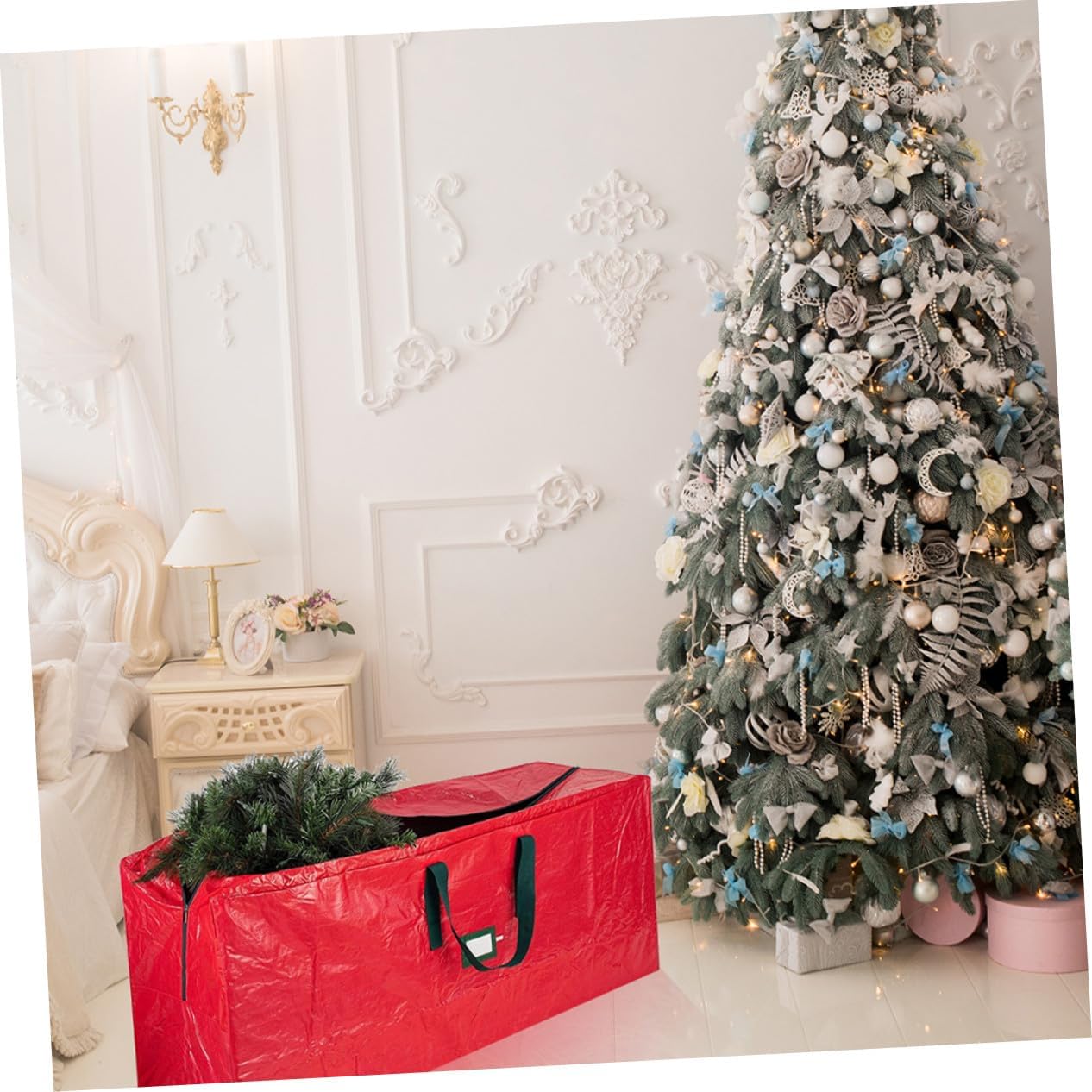 Mobestech Christmas Tree Storage Bag with Handles Xmas Tree Organizer Pouch for Holiday Decoration Protection Against Dust and Moisture