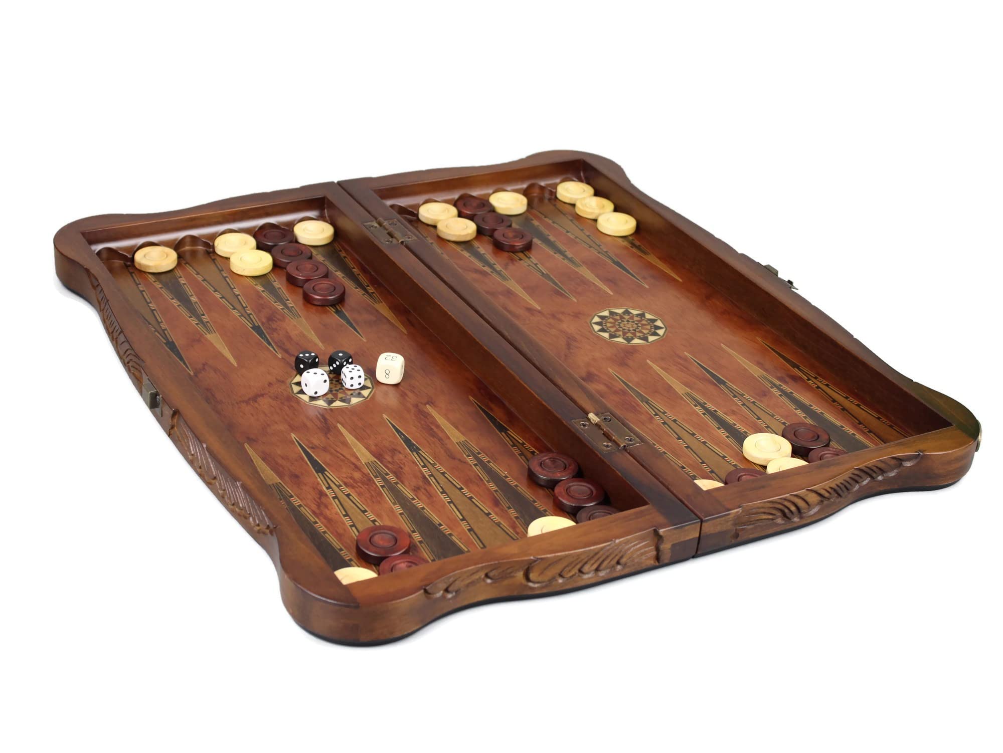 Helena Backgammon - Set in palissandro intagliato, 50 cm