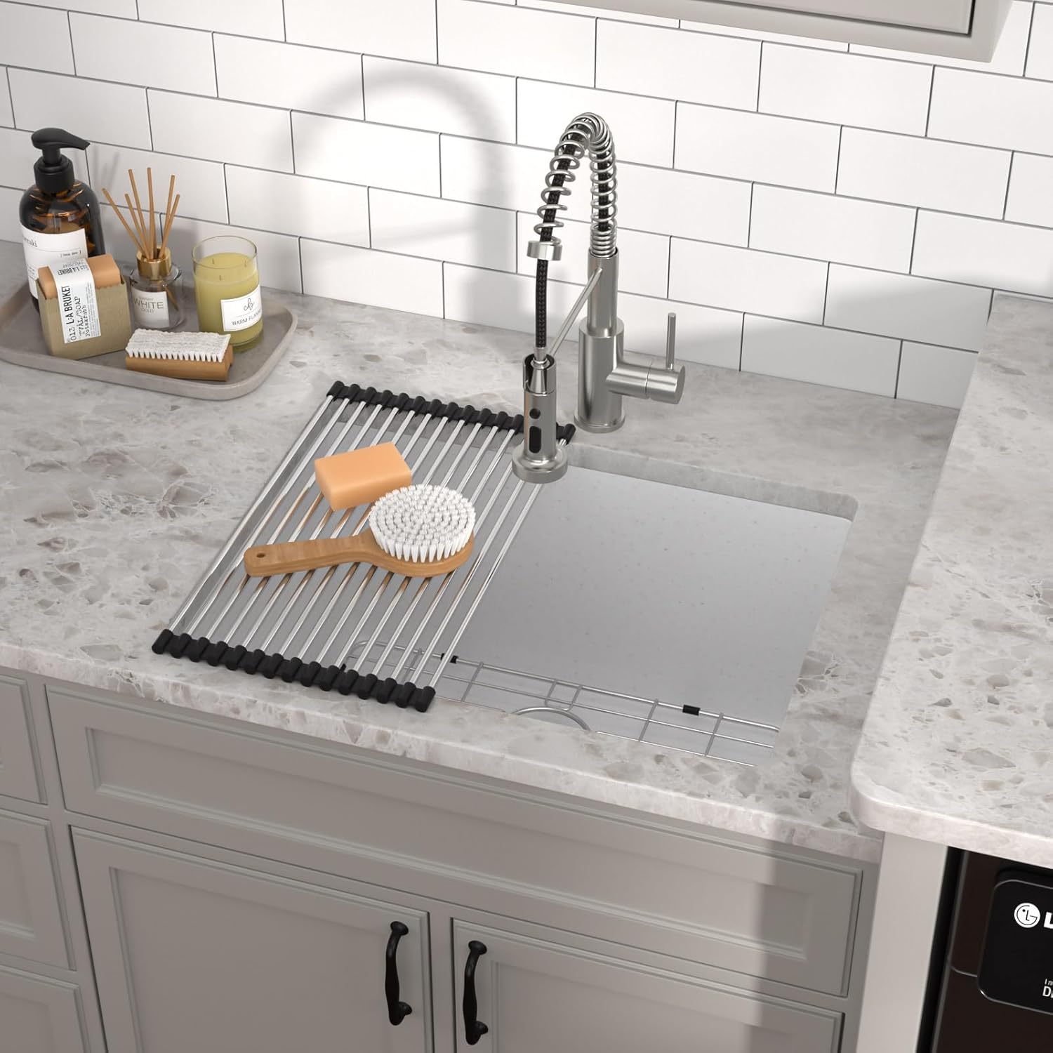12" Deep White Laundry Utility Sink - 24"x18"x12" Granite Composite Undermount Laundry Sink White Quartz Classic Under Counter Single Bowl Extra Deep Sinks #TLGU-120