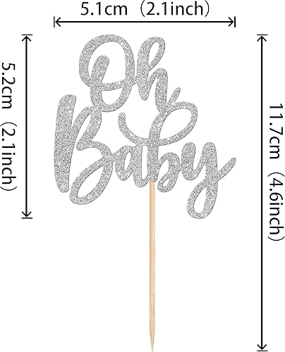 Miniatura 21 de 1 pieza de decoración de pastel Oh Baby Shower con purpurina para baby shower, bautismo, revelación de género de bebé, decoración de pastel