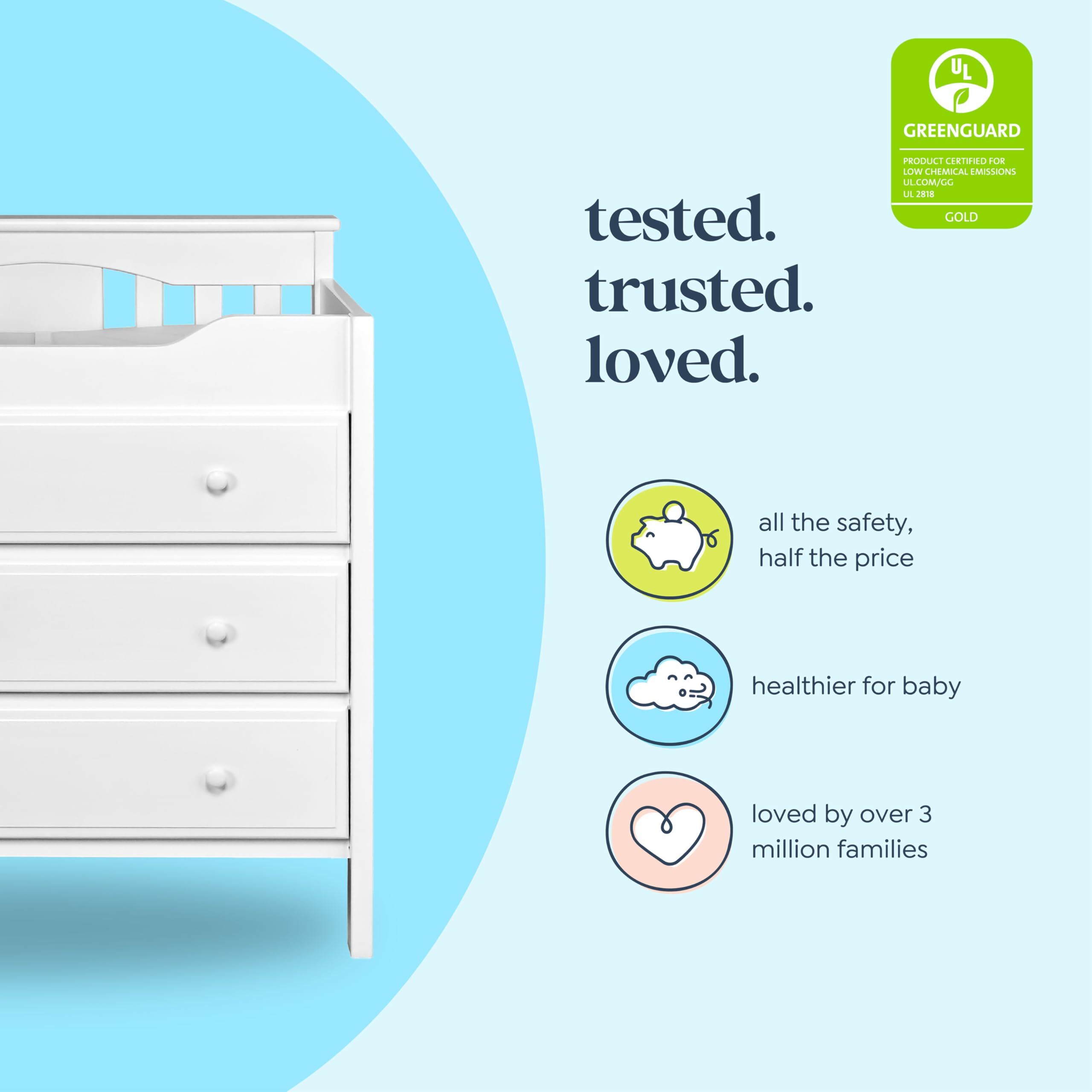 Davinci Jayden Drawer Changer Dresser In White Greenguard Gold