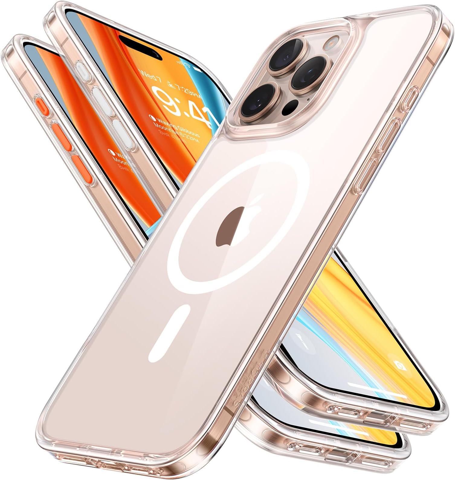 TORRAS Stronger Magnetic & Shockproof for iPhone 16 Pro Case Clear, Military Grade Drop Protection, Compatible with MagSafe, Case for iPhone 16 Pro Case Slim, Anti-Yellowing Diamond Clear