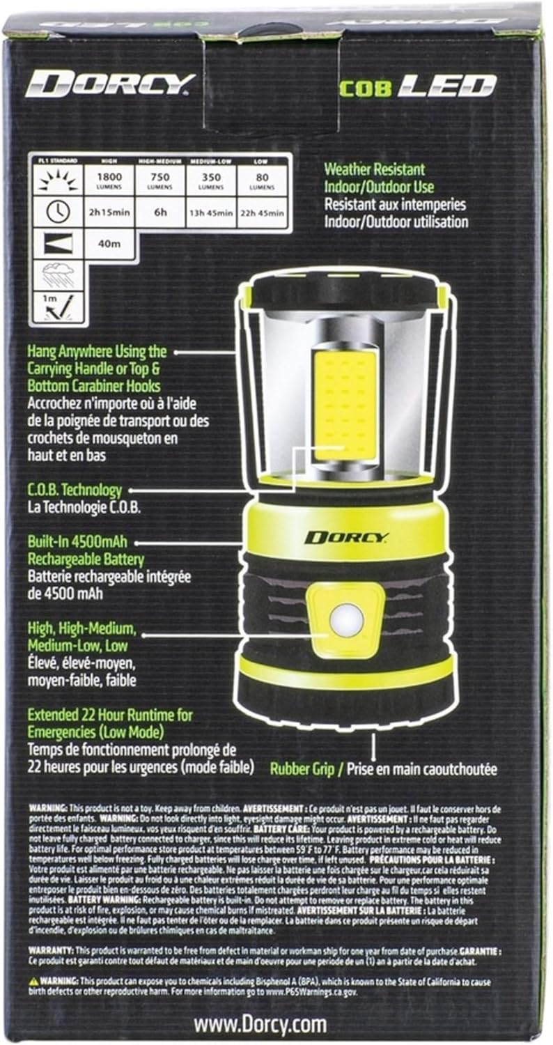 Dorcy 1800 Lumen Rechargeable LED Outdoor Lantern with Power Bank