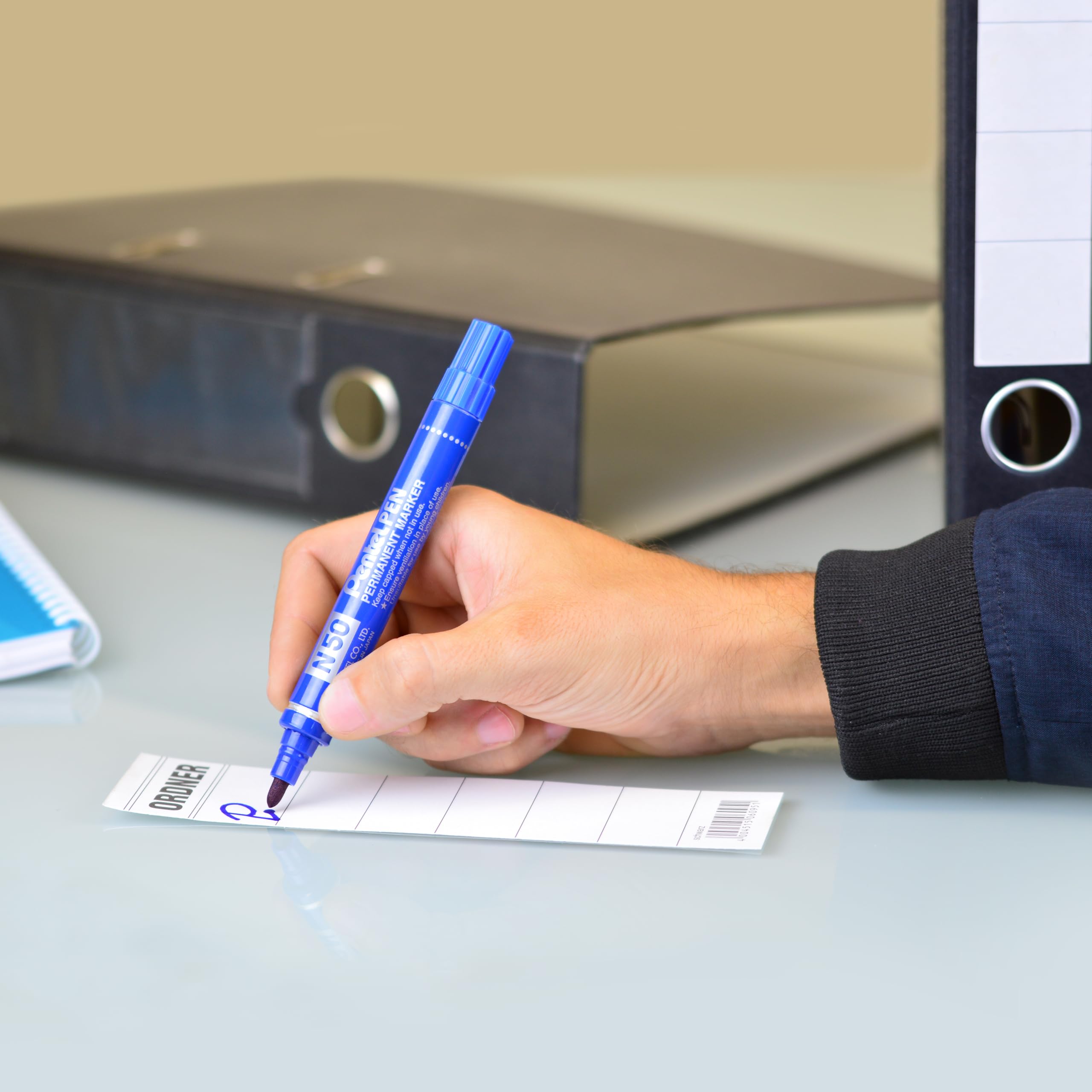 Pentel N50 Permanent Marker 3-Pack - 4.3mm Bullet Tip, Writes On Cardboard, Metal, Wood, Plastic & Glass