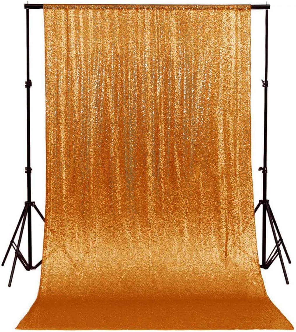 Sequin Backdrop 10ft by 4ft Gold Sequin Backdrop Curtain Sequin Curtain Backdrop Wedding Drape Backdrops Glitter Background Photo Booth Backdrops for Wedding Birthday Party Christmas (4FTx10FT, Gold)