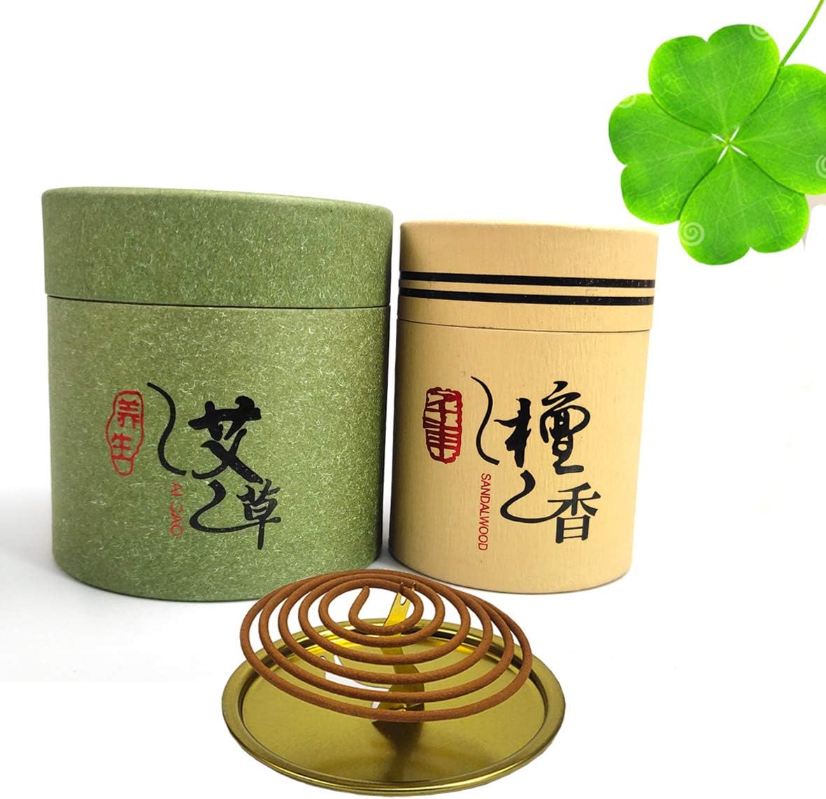 LBHDMZJK Natural pan Incense Stick Coil Incense Burner with Mini Holder - Aroma 4 Hours 96 Turns/Box (Artemisia argyi)