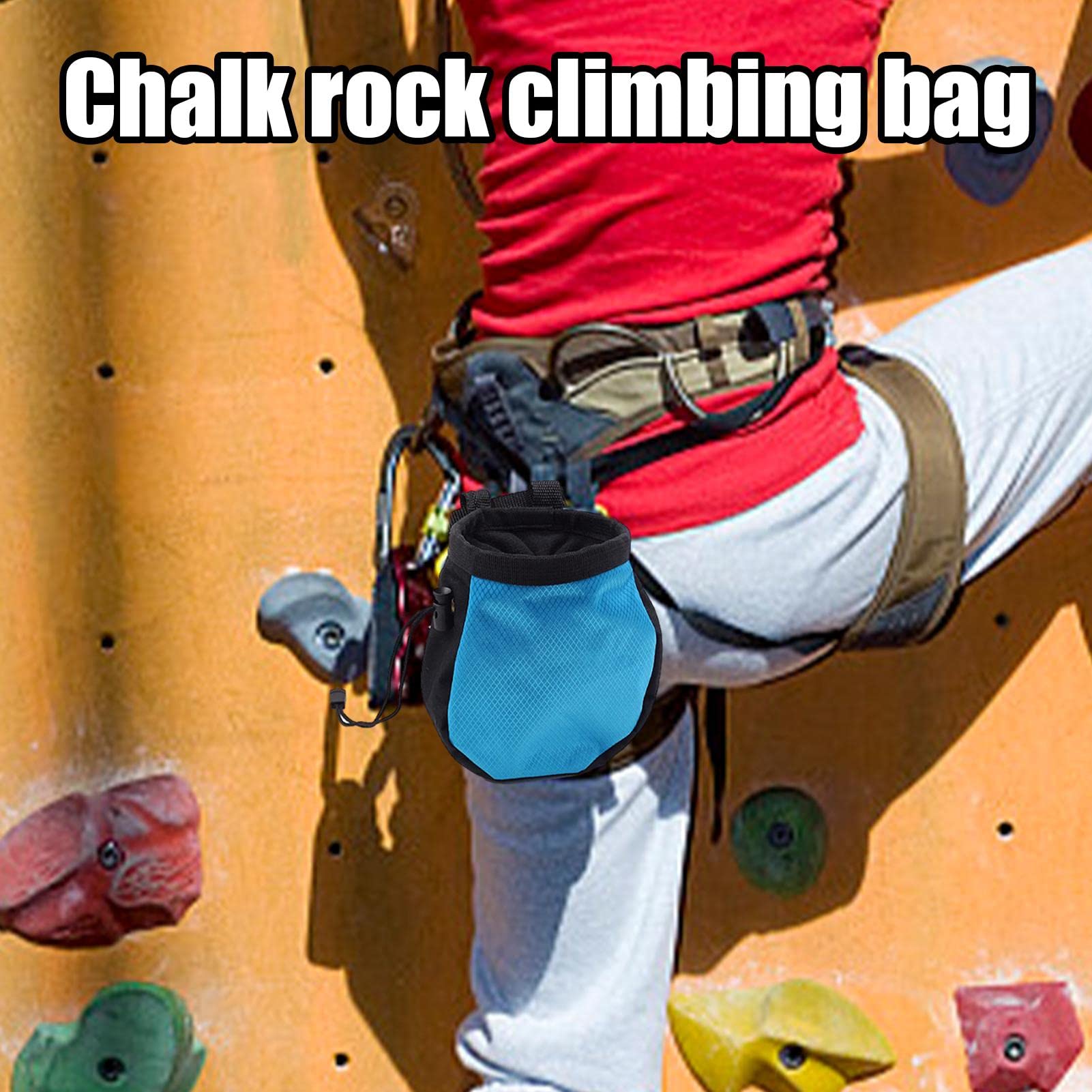 Bolsa de Tiza para Escalada en Roca con Bolsillo Cremallera y Cinturón Ajustable
